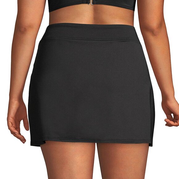 Lands' End Black Women's Plus Size Chlorine Resistant Tummy Control Swim - Picture 2 of 4